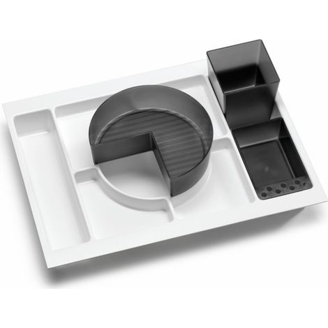 FACKELMANN Organisations-Set / Ordnungssystem für Schubladen / Maße (B x H x T): ca. 50 x 12,5 x 37,5 cm / Material: stabiler Kunststoff / Farbe: Weiß Grau / Breite: ca. 50 cm"-"89603 (1/2)