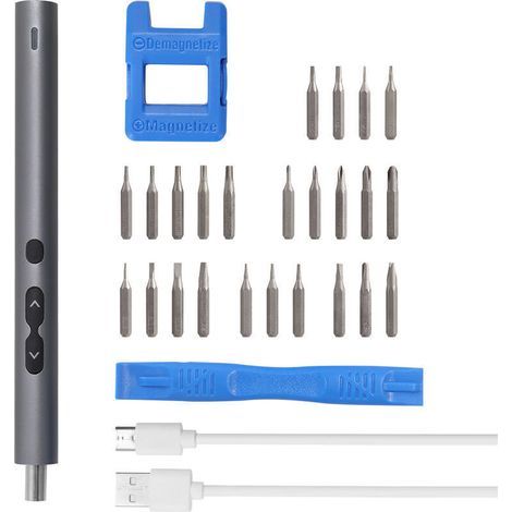28-in-1 Akku-Schraubendreher-Set (200 U/min, 0,35 Nm Drehmoment) mit Typ-C-Anschluss, inklusive Bohrer-Set und LED-Licht für Reparaturen an Haushaltsgeräten (1/5)