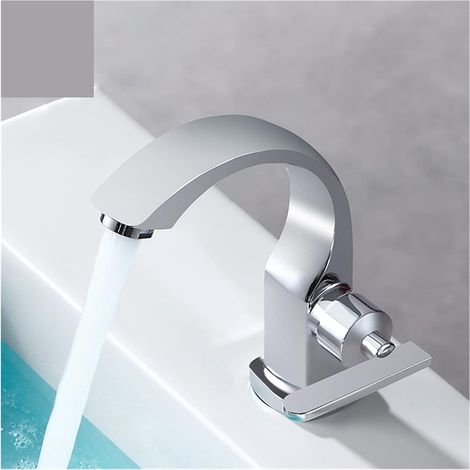 Chrome Salle de Bain Bassin cuivre Robinet de cuivre poignée Simple Bec lavabo Baignoire Eau Froide Robinet Maison Jardin Fournitures for la Cuisine (1/5)