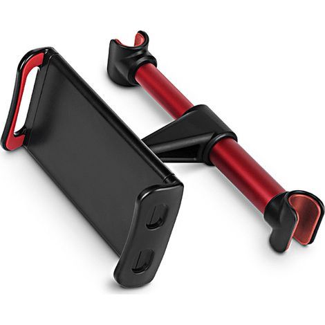360° Rotating Car Headrest Mount for Tablet and Phone, Red Backseat Holder (1/5)