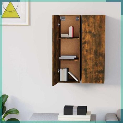 Meuble TV - 815748 - Chêne fumé - 30,5 x 30 x 90 cm - Charge 60 kg (1/5)