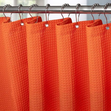 Waffel Duschvorhang Orange Wasserdicht Stoff Anti Schimmel 182x182cm (1/5)