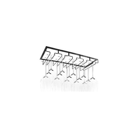 Mezheng – Porte-verres suspendu en fer noir – Support pour 10-15 verres à vin – Dimensions 50 x 22,5 x 5,5 cm – Installation facile sous armoire  - Crezuo