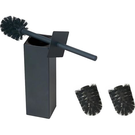 Brosse WC Carrée Noir Mat en Acier Inoxydable