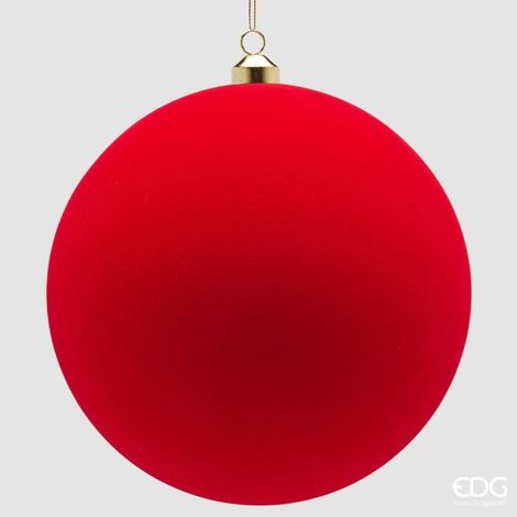 EDG Enzo De Gasperi Palle di Natale in Velluto Rosso Ø20 cm – Set 3 Pezzi (1/2)