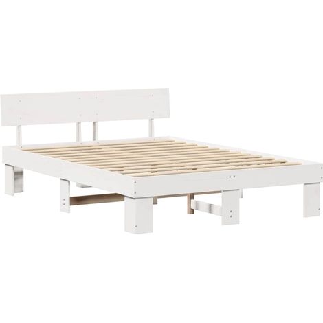 Lit double,Lit adulte,Cadre de lit Blanc 140 x 200 cm Bois massif en pin CFW2855145 (1/5)