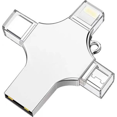 Clé USB 3.0 4-en-1 de 2 To, compatible avec iPhone, Android, iPad, Mac, PC, Galaxy S, Windows, connecteurs USB A, USB C, micro USB et iPhone. (1/5)