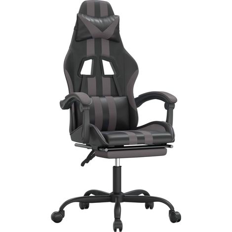 Maison Exclusive - Chaise de jeu avec repose-pied Noir et gris Similicuir