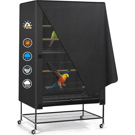 Housse de Cage à Oiseaux 83 x 58 x 101 CM, Filet de Protection Lavable pour Cage à Perroquet, en Tissu Oxford 600D, imperméable et Respirant, Housse Coupe-Vent pour Cage à Oiseaux (1/5)
