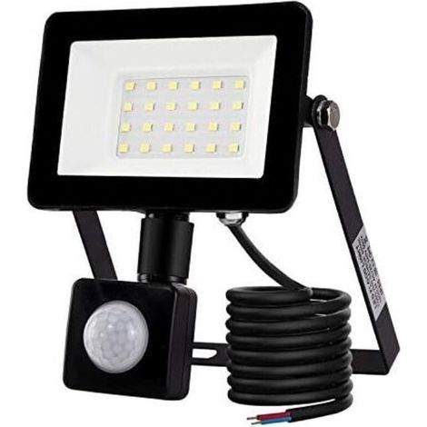 Projecteur LED d'extérieur Ulisem 20 W avec détecteur de mouvement 6 500 K IP66 avec détecteur de mouvement pour jardin, terrasse, pelouse, fête