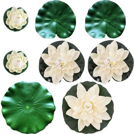 8 Pièces Nénuphar Flottant, Plantes de Bassin Lotus, Feuille de Lotus, pour Une Utilisation dans Les Piscines, Les Aquariums, Les Scènes de Ruisseau (1/5)