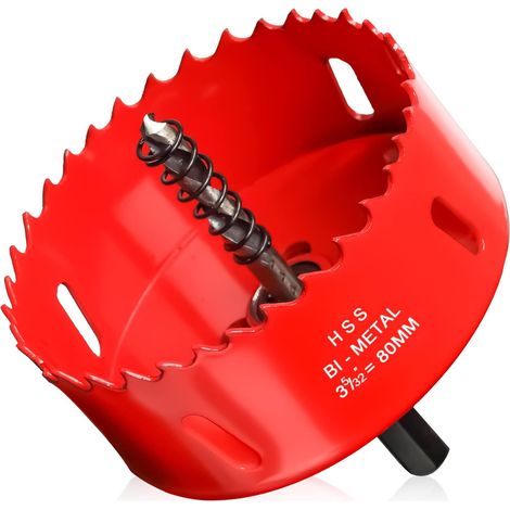 Lochsäge 80mm für Holz, Universal Lochschneider Bohrkrone aus HSS M42 Bi-Metall, Lochfräser Lochbohrer mit Trennbarem Bohrer für Rigips, Trockenbau, Brett, Kunststoffe (1/5)