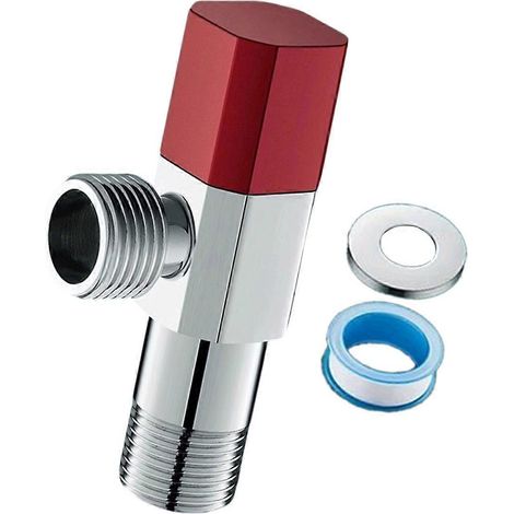 Vannes de régulation de débit d'eau, vannes d'arrêt d'angle 1/2 pouce, vannes d'arrêt d'eau chaude/froide pour systèmes de chauffage et de plomberie, multicoloresrouge (1/5)