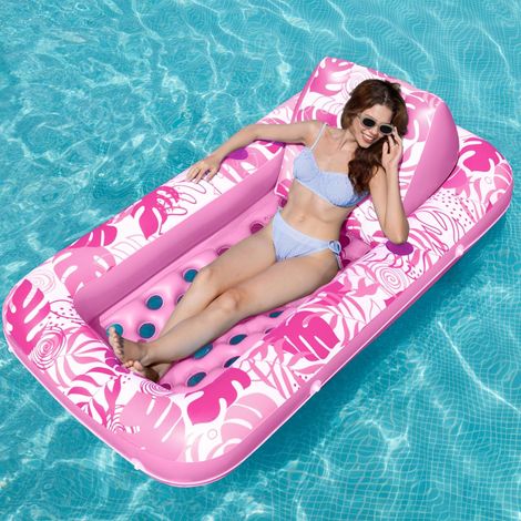 Pool Floats for Adults, 72"x38", Inflatable Float with Cup Holder, Adjustable Backrest, Pool Lounger, Floating Rafts for Adults (1/5)