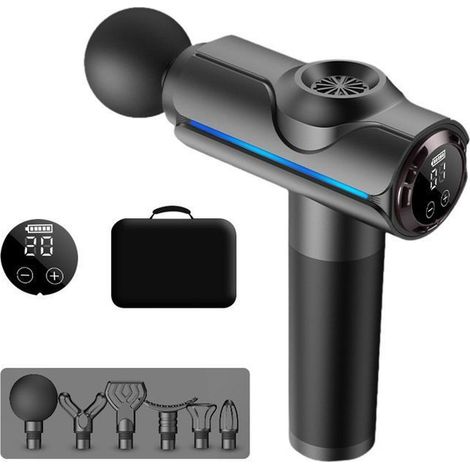 Pistolet de Massage Musculaire, Massage Gun, Masseur de Muscle, Masseur Électrique, Appareil de Massage,6 Têtes de Massage