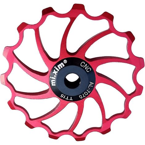 Galet de dérailleur arrière en céramique pour vélo de route, guide-galet 15 dents, roulement à billes pour VTT, rouge (1/5)