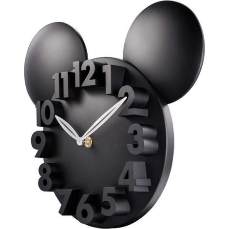 Horloge Murale Enfant - Souris 3D - Noir - Quartz - Décorative - 32x28 cm (1/4)