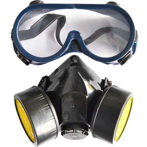 Lunettes de protection anti-poussière avec masque buccal et double cartouche filtrante, couvre-visage étanche, pour travaux de bricolage et peinture (1/5)