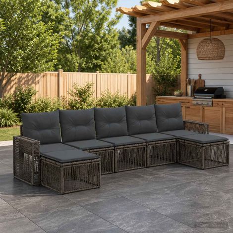 Set Divano da Giardino 7 pcs Grigio e Grigio Scuro polyrattan vidaXL (1/5)