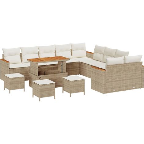 Maison Exclusive - Gartensofa-set mit Kissen 18 pcs Beige und Cre