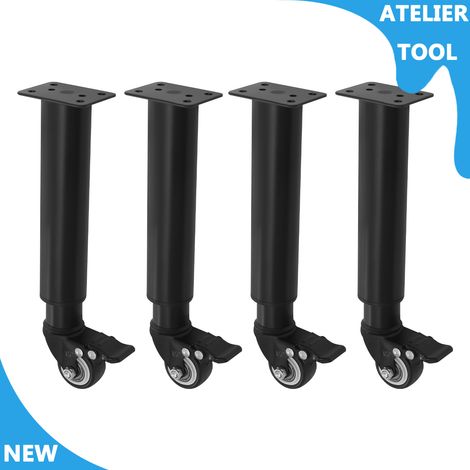 ATELIER 4Pcs meubles pieds roulettes tournantes roue universelle hauteur réglable jambes de meubles (1/5)