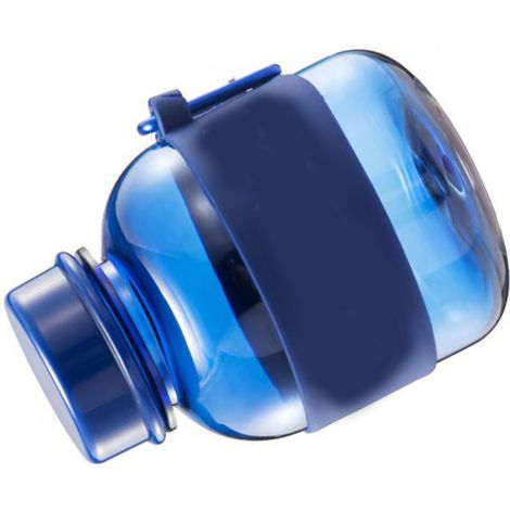 Gourde mignonne avec motif dessin animé, en polycarbonate, d'une capacité de 350 ml, réutilisable, avec mousqueton, idéale pour le sport en intérieur et en extérieur (bleu). (1/5)