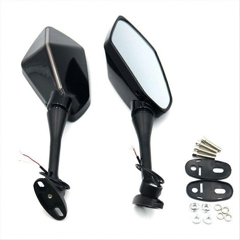 Espejo retrovisor doble modificado para motocicleta, negro, doble luz (1/5)