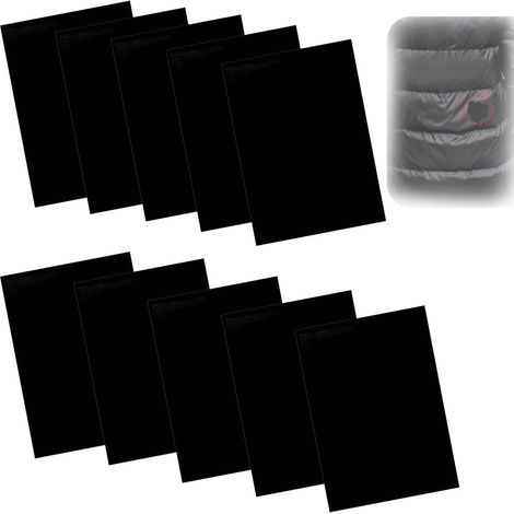 CCYKXA 10 selbstklebende Nylonflicken, 20 x 15 cm – Reparaturflicken für Daunenjacken und Regenmäntel – Schwarze selbstklebende Nylonflicken für Zelte, Daunenjacken, Schlafsäcke und Taschen