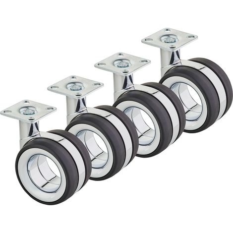 SOTECH Premium Möbelrolle DÜSSELDORF Ø 75 mm (Höhe 98,5 mm, Chrom/schwarz, Montageplatte 47 x 47 mm), 4er Set (1/5)