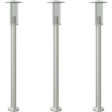 Lampade da terra per esterno 3 pz argento 100 cm acciaio inox Argento 020042555