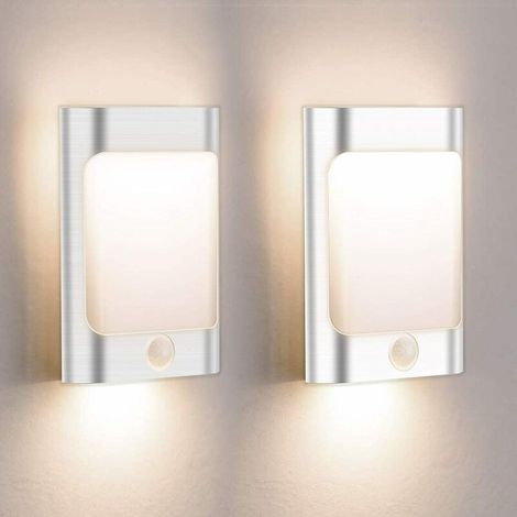 Applique de couloir à LED 1W Applique murale d'escalier Veilleuse à LED avec détecteur de mouvement à l'intérieur, IP43 Applique étanche 3000k pour couloir, escalier, chambre, salle de bain, entrée, b (1/4)