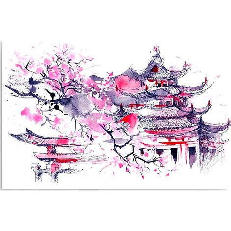 Tableau paysage japonais - 40 x 30 cm