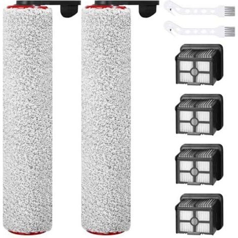 Kit de Filtre d'aspirateur, Accessoires pour Dreame H12 Pro aspirateur sec et humide sans fil, 2 pièces Brosse à rouleau + 4 filtres + 2 brosse de nettoyage pour aspirateur Dreame H12