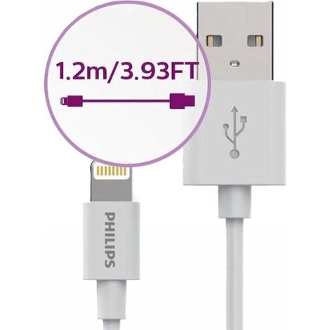 CABLE LIGHTNING A USB PHILIPS 1.2M