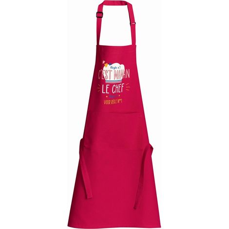 Tablier de Cuisine Rose pour Maman Chef en Tissu Recyclé - 72 x 90 cm - PANGIVO (1/3)