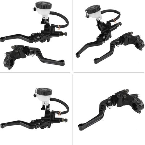 Kit Universel Moto Manettes Frein Embrayage Réservoir Cylindre Maître 7/8" (22 mm) Noir (1/5)