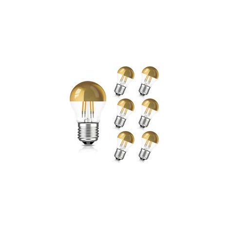 G45 Kopfspiegellampe Silber LED Glühbirne E27 Sockel Edison Lampe ersetzt 40 Watt, 4W, 240 Lumen, 2700K warmweiß, LED Filament Fadenlampe, Dimmbar, 220V, Gold(6 Artikel) (1/5)