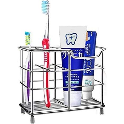 Toothbrush Holder, Stainless Steel 5 Grids, Multi-purpose Anti-Rust for Bathroom (1/2)