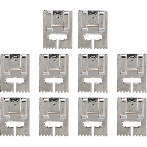 Lot de 10 pieds-de-biche pour machines à coudre domestiques (5/7/9 rainures, acier inoxydable durable, brillant et sans bavures, 9 rainures) (1/5)