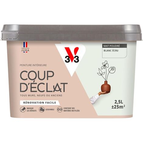 Peinture murale intérieure Coup d'Éclat® V33 Blanc écru Mat Poudré 2,5L
