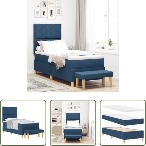 Matelas en mousse - Lit à ressorts avec matelas Bleu 80 x 200 cm tissu (1/5)
