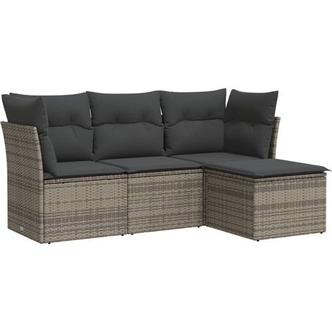 Maison Exclusive - 4-tlg. Garten-Sofagarnitur mit Kissen Grau Pol