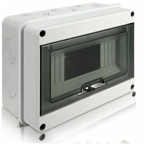 IP65 waterproof electrical box 1 row 8 modules – Wall mounting for wet construction sites – Durable ABS and PC resin
