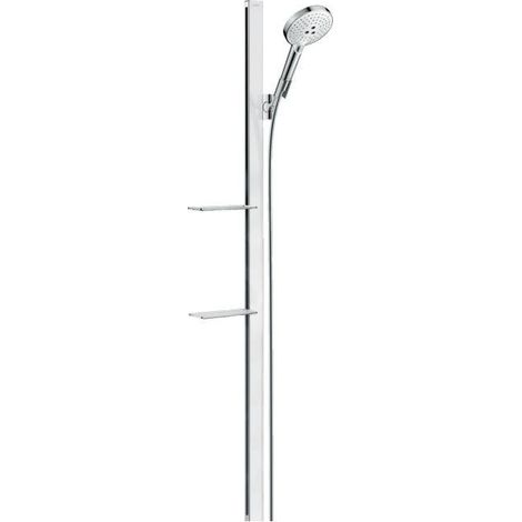 Hansgrohe Raindance - Set de douche Select S 120, 3 jets, EcoSmart 9 l/ min, barre de douche 1,50 m, blanc/chrome 27647400 (1/5)