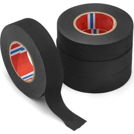 4 Pièces Scotch Tissu de Voiture, Ruban Chiffon de Voiture, Ruban Adhésif Isolant électrique Imperméable Haute Température pour Harnais de Cablage Voiture Moto, 19 mm x 20 M (1/4)