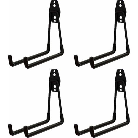 Lot de 4 crochets muraux en caoutchouc pour garage, charges lourdes, pour échelle, appareils, chaise, tuyau, vélos (noir) (1/5)