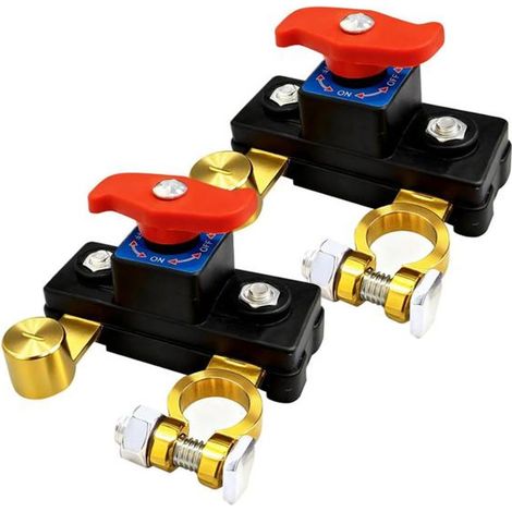 2 pièces Interrupteur coupe-batterie pour voiture, cuivre pur haute conductivité, commutateur intelligent étanche pour camping-car, bateau et véhicule 12 V / 24 V