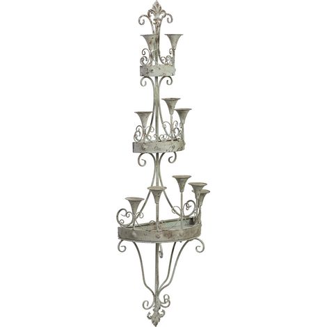 Aplique de pared de madera y metal envejecido gris 43.5x21x142CM (1/5)