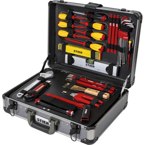 Assortiment de 128 outils pour électriciens STIER dans une valise en aluminium