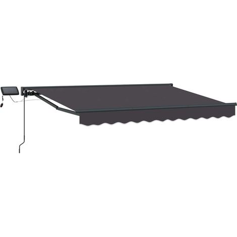 Manueller Markisenrahmen mit LEDs Anthrazit 3 x 2,5 m